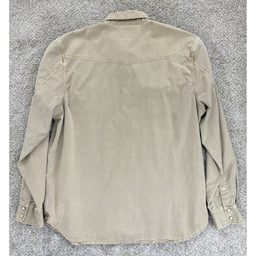 Lucky Brand Pearl Snap Shirt Men's XL Beige Saturday Stretch Western Americana - Picture 2 of 12